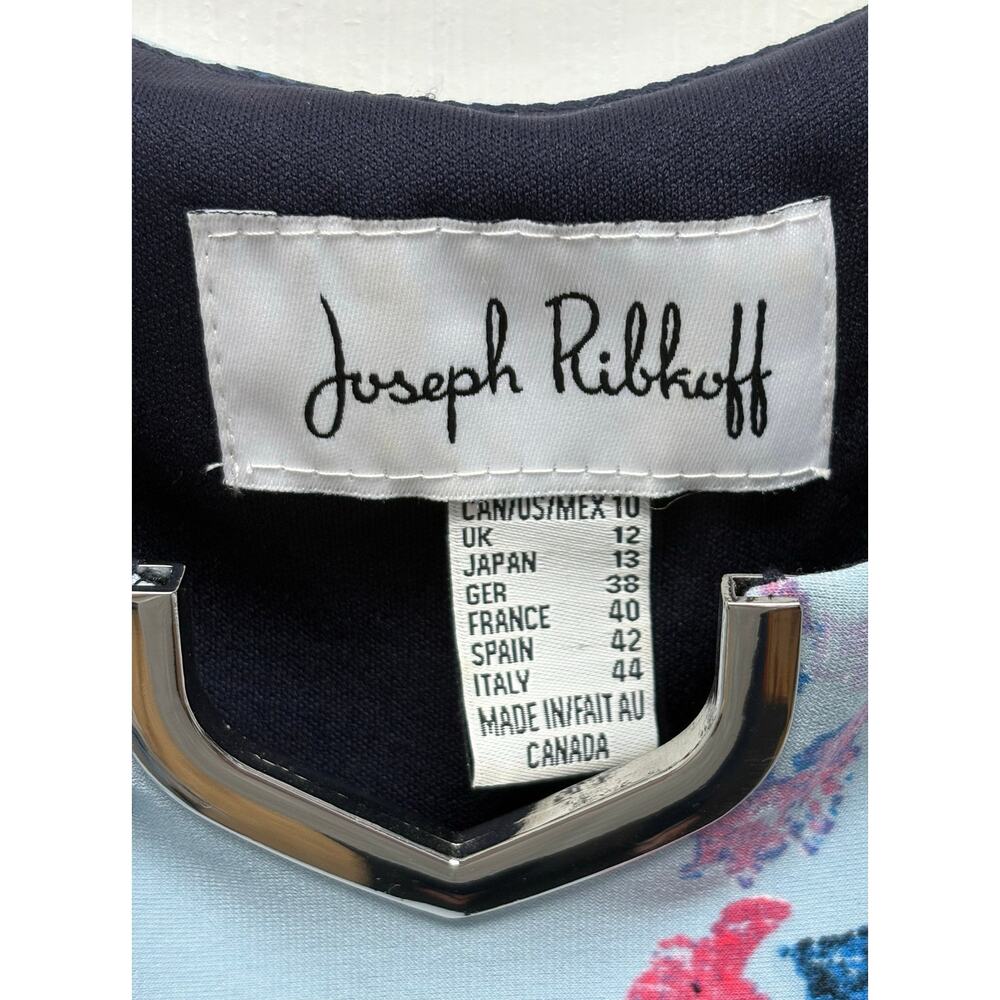 Joseph Ribkoff Dress Floral Sheath Women’s Size 10 Blue Sleeveless Lined Stretch - Picture 3 of 6